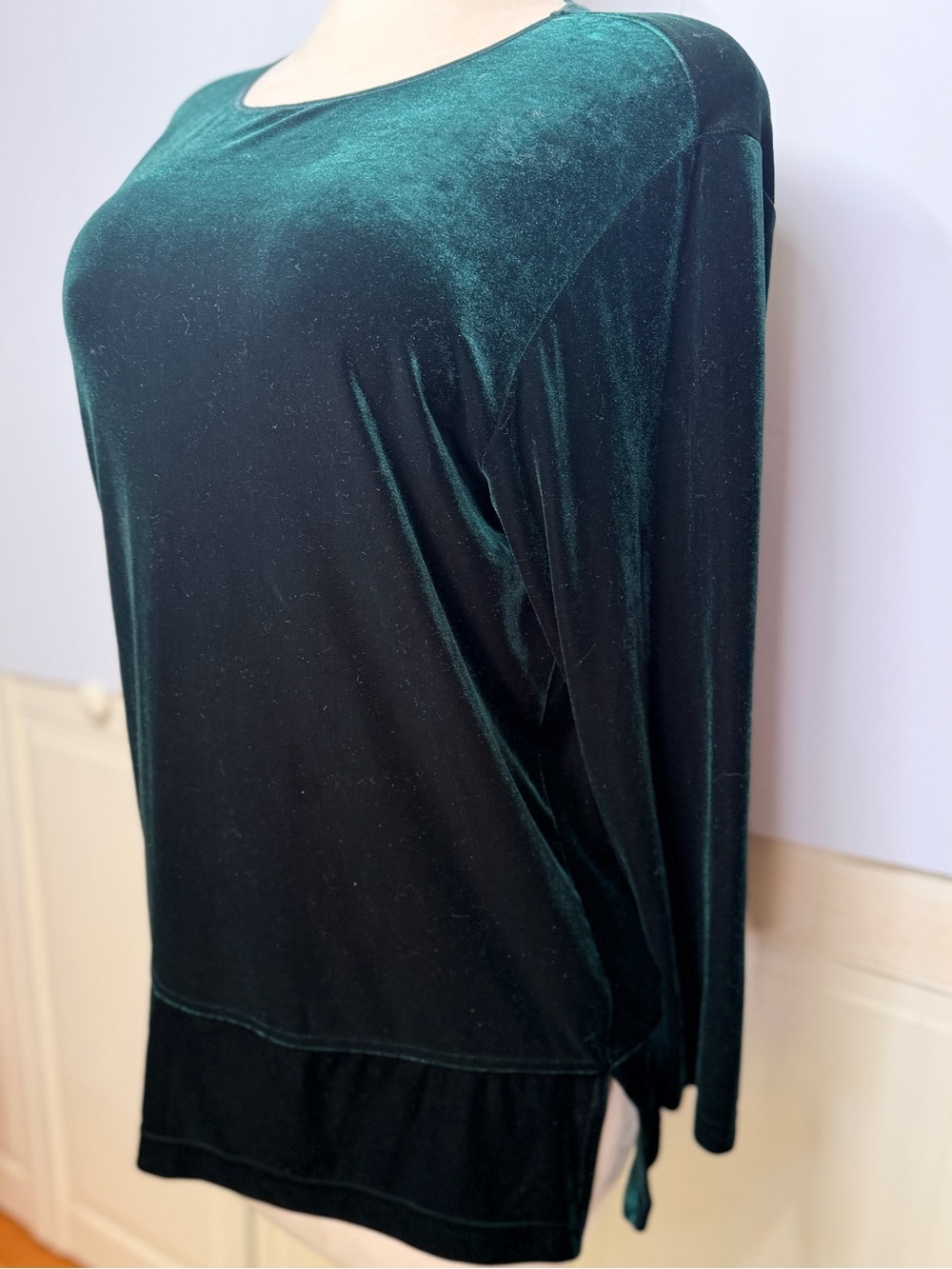 Apostrophe Emerald Green Velvet Top L Whimsigoth Witchy Layered Hem